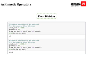 Arithmetic Operators
Floor Division
 