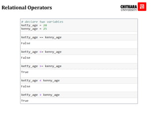 Relational Operators
 