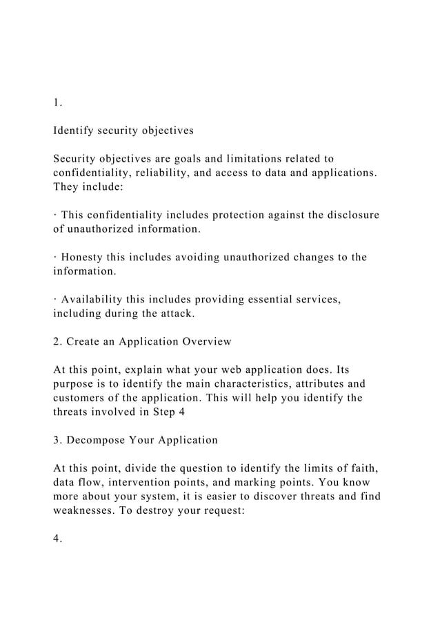 1.Identify security objectivesSecurity objectives are go | PDF