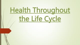 Health Throughout
the Life Cycle
 