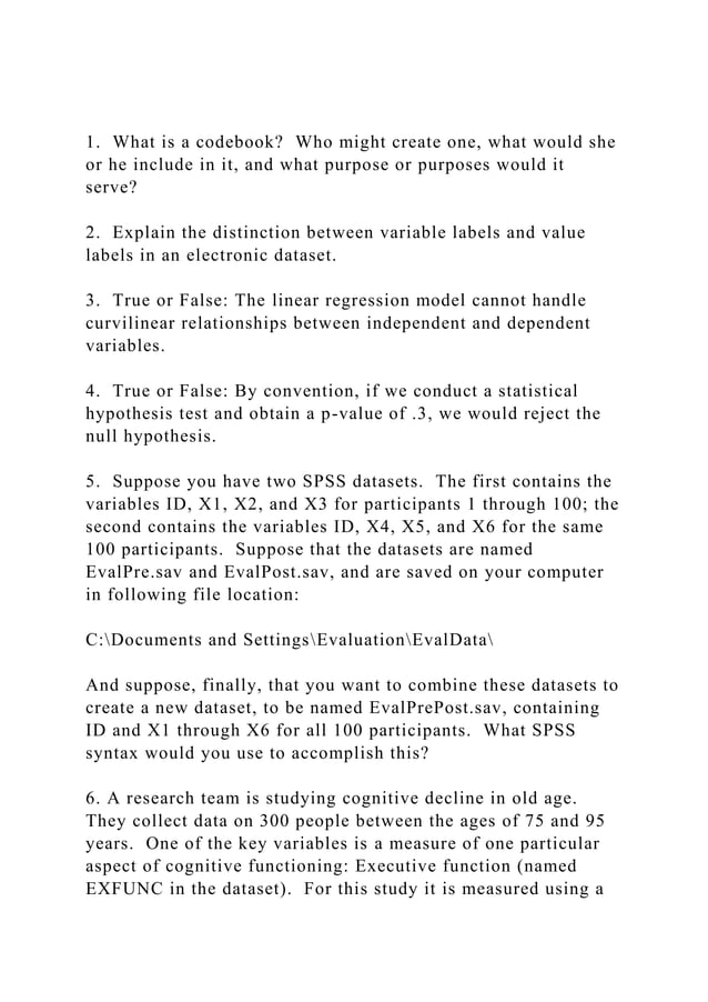 1 what is a codebook who might create one what would she or h docx