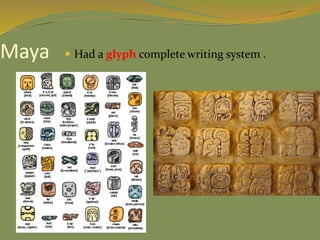 Maya  Had a glyph complete writing system .
 