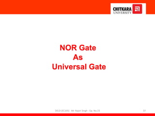 NOR Gate
As
Universal Gate
37
DELD (EC105) Mr. Rajvir Singh - Gp. No.23
 
