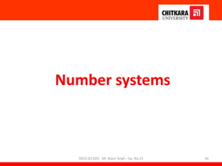 DELD (EC105) Mr. Rajvir Singh - Gp. No.23 46
Number systems
 