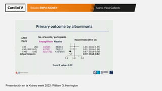 Marco Vaca Gallardo
Estudio EMPA-KIDNEY
Presentación en la Kidney week 2022: William G. Herrington
 