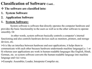 Introduction of OS & Classification of Software | PDF