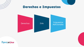 Derechos e Impuestos
Derechos IVA
Impuestos
Adicionales
 