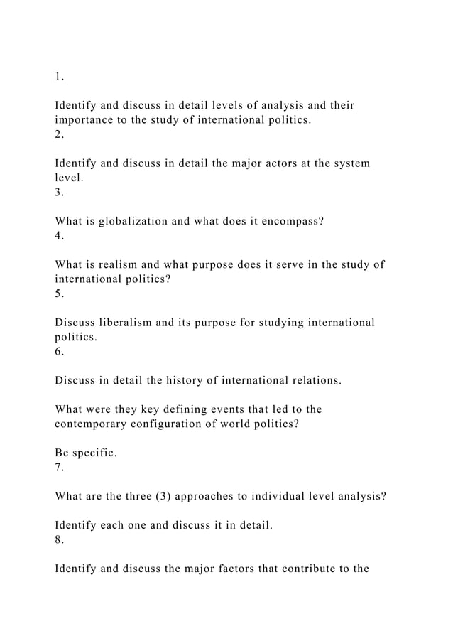 1.Identify and discuss in detail levels of analysis and their im.docx