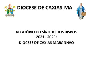 DIOCESE DE CAXIAS-MA
RELATÓRIO DO SÍNODO DOS BISPOS
2021 - 2023:
DIOCESE DE CAXIAS MARANHÃO
 