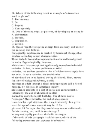 1. In the following sentence, which words are used as adjectivesT.docx