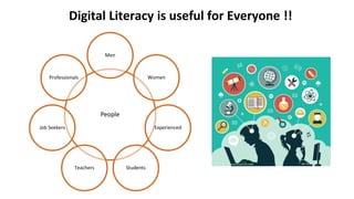 Digital Literacy is useful for Everyone !!
People
Men
Women
Experienced
Students
Teachers
Job Seekers
Professionals
 