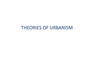 THEORIES OF URBANISM
 