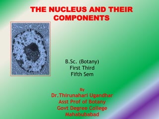 THE NUCLEUS AND THEIR
COMPONENTS
B.Sc. (Botany)
First Third
Fifth Sem
By
Dr.Thirunahari Ugandhar
Asst Prof of Botany
Govt Degree College
Mahabubabad
 