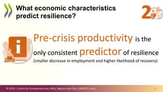 © OECD | Centre for Entrepreneurship, SMEs, Regions and Cities | @OECD_Local |
What economic characteristics
predict resil...