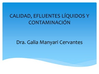 CALIDAD, EFLUENTES LÍQUIDOS Y
CONTAMINACIÓN
Dra. Galia Manyari Cervantes
 