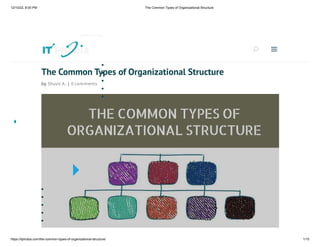 12/10/22, 8:00 PM The Common Types of Organizational Structure
https://itphobia.com/the-common-types-of-organizational-structure/ 1/15
The Common Types of Organizational Structure
by Shuvo A. | 0 comments
Search
U
U a
a
 