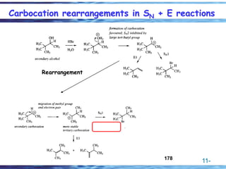 11-
178
Carbocation rearrangements in SN + E reactions
Rearrangement
 