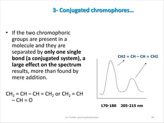 • If the two chromophoric
groups are present in a
molecule and they are
separated by only one single
bond (a conjugated sy...