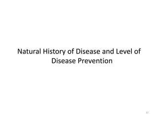 Natural History of Disease and Level of
Disease Prevention
37
 