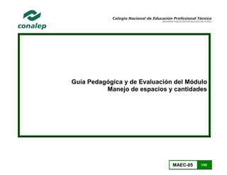 MAEC-05 1/92
Guía Pedagógica y de Evaluación del Módulo
Manejo de espacios y cantidades
 
