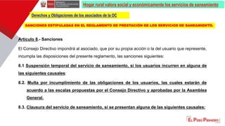 Derechos y Obligaciones de los asociados de la OC
SANCIONES ESTIPULADAS EN EL REGLAMENTO DE PRESTACIÓN DE LOS SERVICIOS DE...