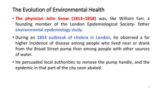 The Evolution of Environmental Health
3. The Modern Era
• The modern field of environmental health dates from the mid-
twe...