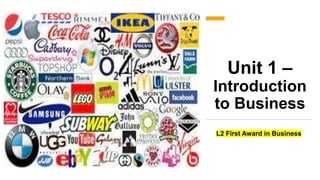 Unit 1 –
Introduction
to Business
L2 First Award in Business
 