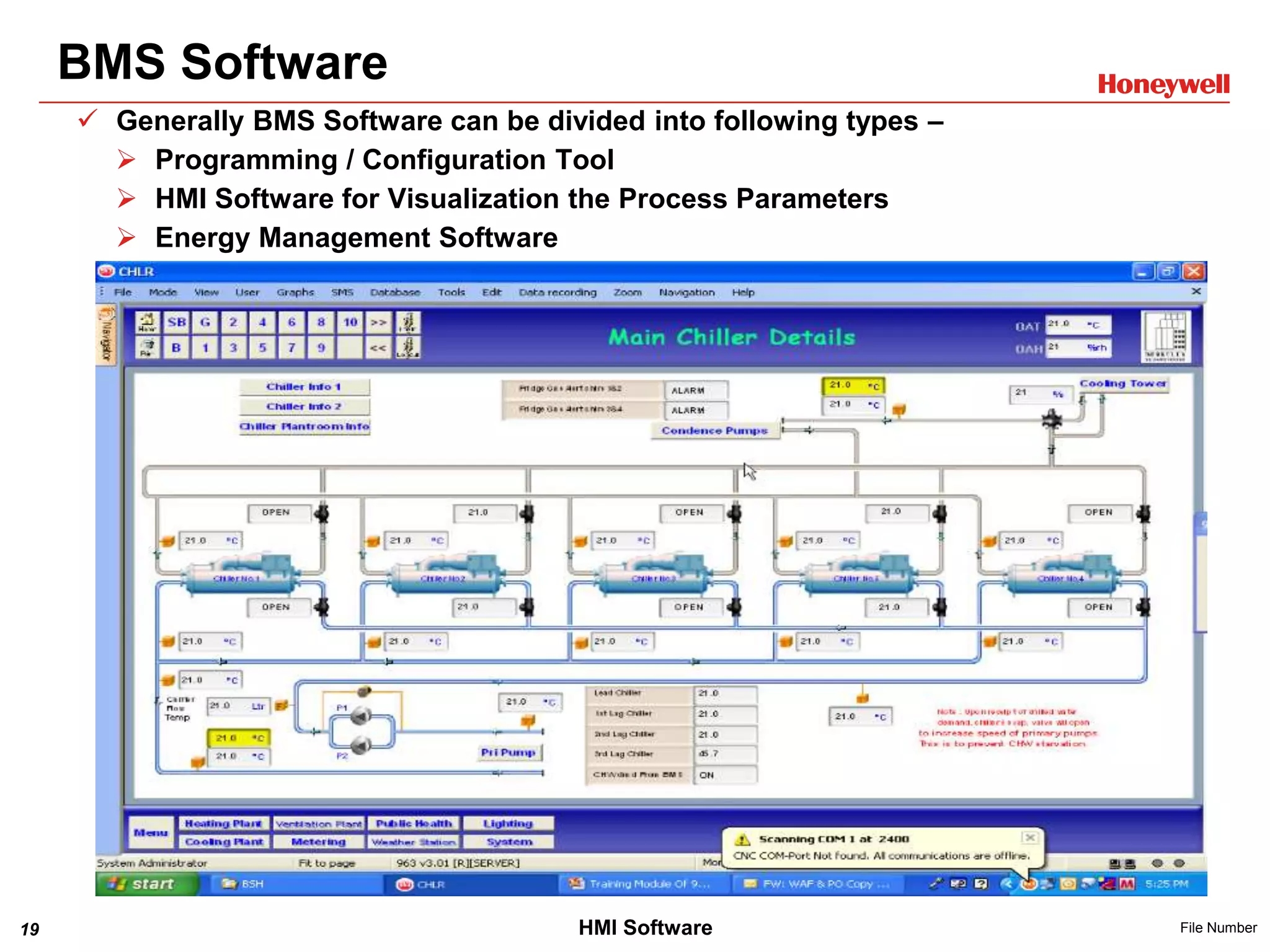 19 File Number
BMS Software
 Generally BMS Software can be divided into following types –
 Programming / Configuration Tool
 HMI Software for Visualization the Process Parameters
 Energy Management Software
HMI Software
 
