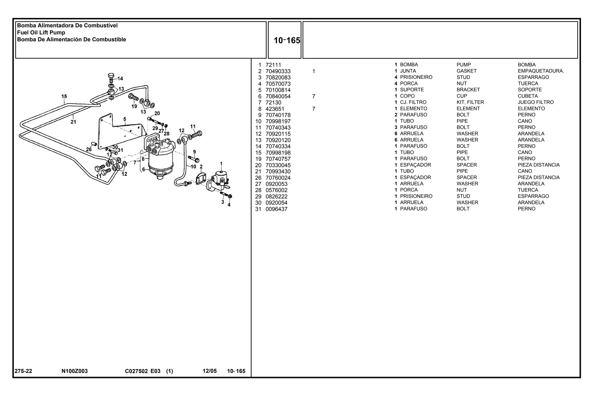 1. Catálogo de Peças - Trator - Massey Ferguson 275.pdf