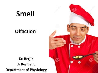 Smell
Olfaction
Dr. Berjin
Jr Resident
Department of Physiology
 