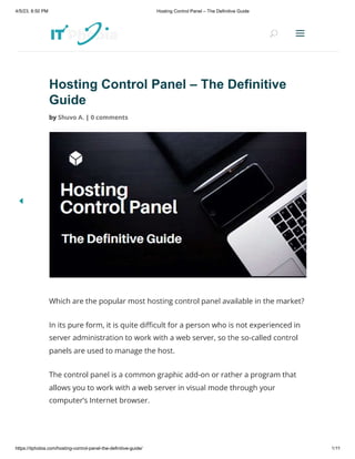 Hosting Control Panel – The Definitive Guide