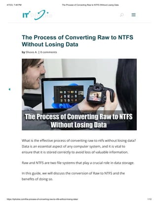 The Process of Converting Raw to NTFS Without Losing Data