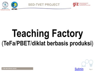 ATMI-SMK MIKAEL-BizDEC
Page 1
SED-TVET PROJECT
1
Teaching Factory
(TeFa/PBET/diklat berbasis produksi)
Sutimin
 