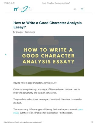 How to Write a Good Character Analysis Essay?
