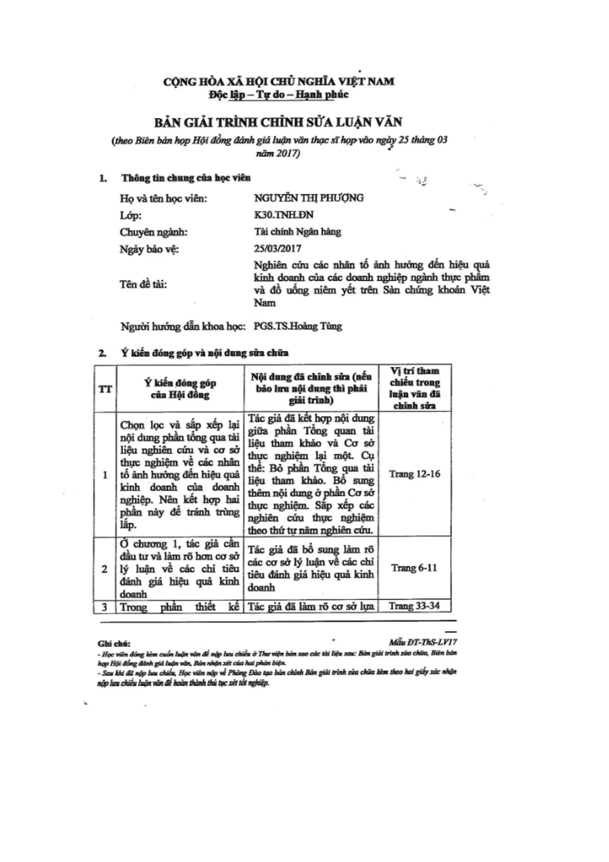 LUẬN VĂN THẠC SĨ: NGHIÊN CỨU CÁC NHÂN TỐ ẢNH HƯỞNG ĐẾN HIỆU QUẢ KINH DOANH CỦA CÁC DOANH NGHIỆP NGÀNH THỰC PHẨM VÀ ĐỒ UỐNG NIÊM YẾT TRÊN SÀN CHỨNG KHOÁN VIỆT NAM