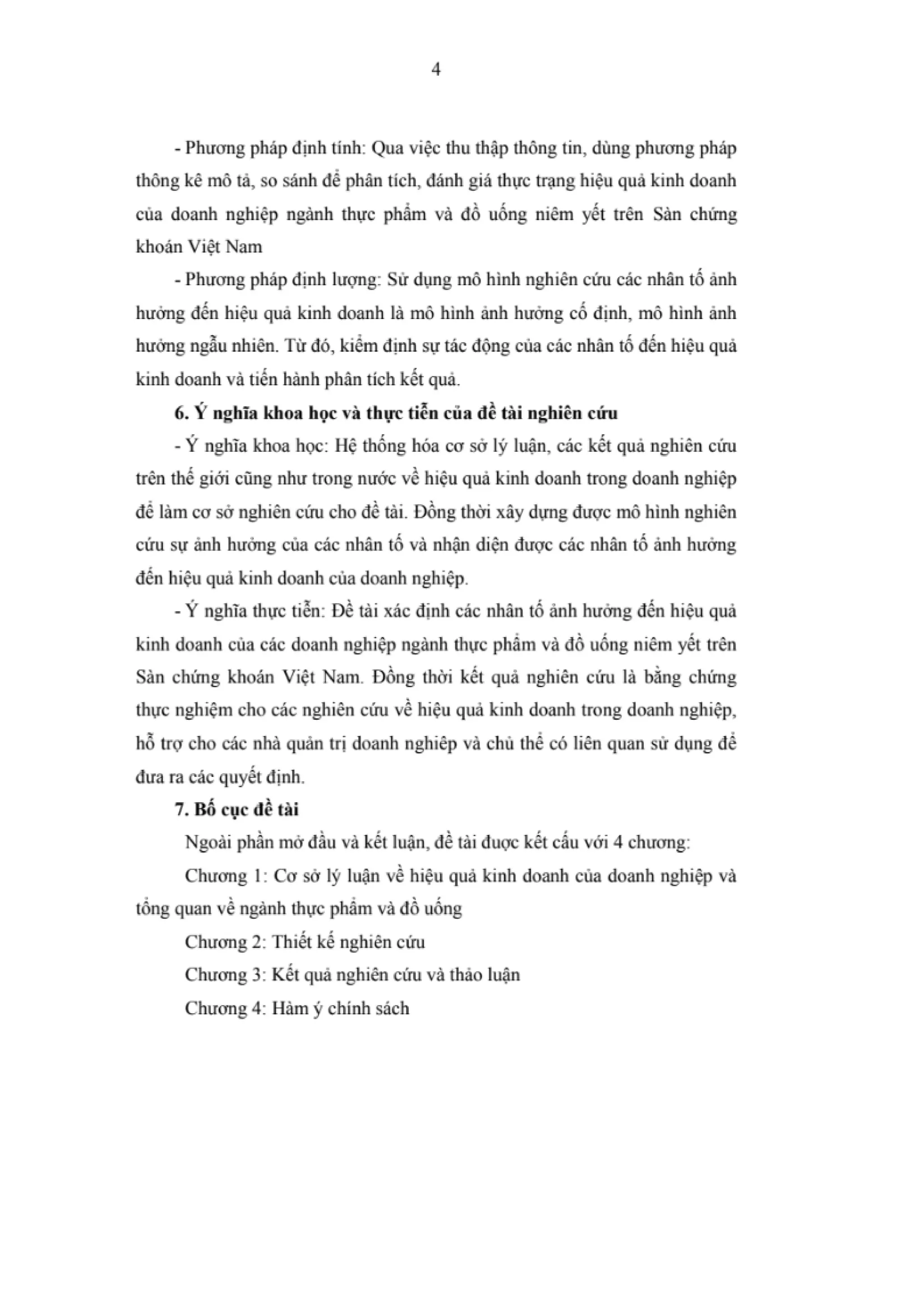 LUẬN VĂN THẠC SĨ: NGHIÊN CỨU CÁC NHÂN TỐ ẢNH HƯỞNG ĐẾN HIỆU QUẢ KINH DOANH CỦA CÁC DOANH NGHIỆP NGÀNH THỰC PHẨM VÀ ĐỒ UỐNG NIÊM YẾT TRÊN SÀN CHỨNG KHOÁN VIỆT NAM