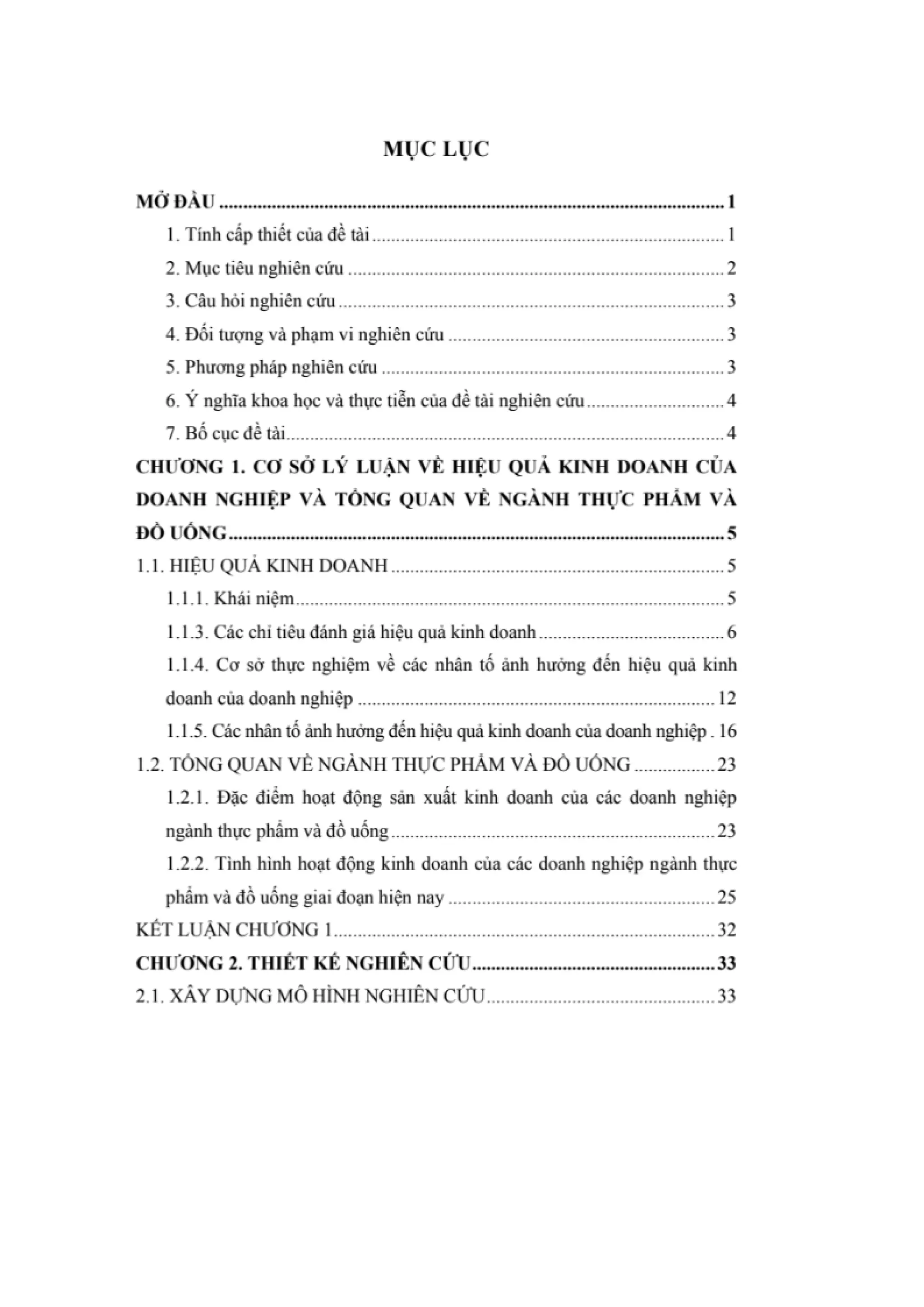 LUẬN VĂN THẠC SĨ: NGHIÊN CỨU CÁC NHÂN TỐ ẢNH HƯỞNG ĐẾN HIỆU QUẢ KINH DOANH CỦA CÁC DOANH NGHIỆP NGÀNH THỰC PHẨM VÀ ĐỒ UỐNG NIÊM YẾT TRÊN SÀN CHỨNG KHOÁN VIỆT NAM