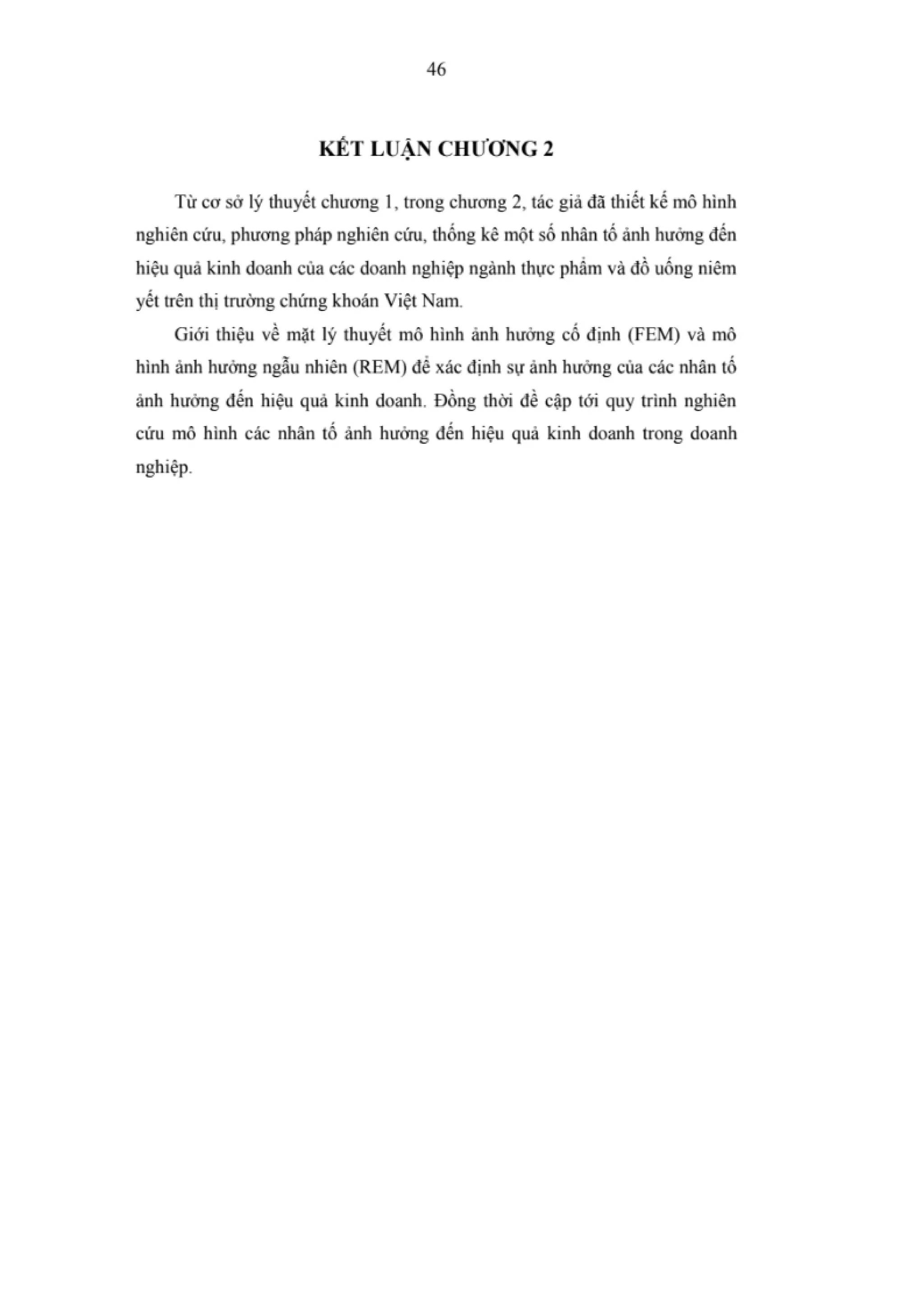 LUẬN VĂN THẠC SĨ: NGHIÊN CỨU CÁC NHÂN TỐ ẢNH HƯỞNG ĐẾN HIỆU QUẢ KINH DOANH CỦA CÁC DOANH NGHIỆP NGÀNH THỰC PHẨM VÀ ĐỒ UỐNG NIÊM YẾT TRÊN SÀN CHỨNG KHOÁN VIỆT NAM