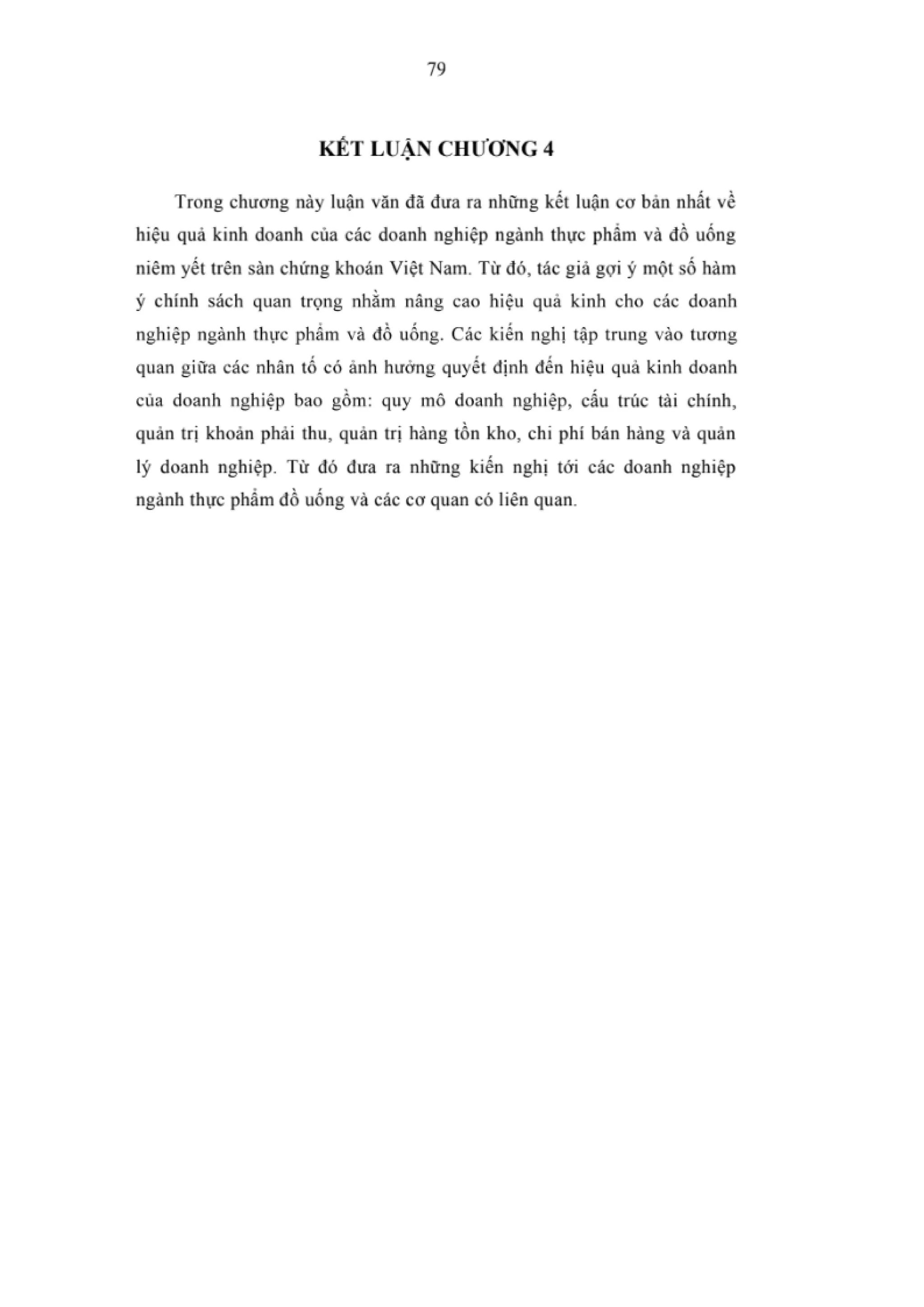 LUẬN VĂN THẠC SĨ: NGHIÊN CỨU CÁC NHÂN TỐ ẢNH HƯỞNG ĐẾN HIỆU QUẢ KINH DOANH CỦA CÁC DOANH NGHIỆP NGÀNH THỰC PHẨM VÀ ĐỒ UỐNG NIÊM YẾT TRÊN SÀN CHỨNG KHOÁN VIỆT NAM