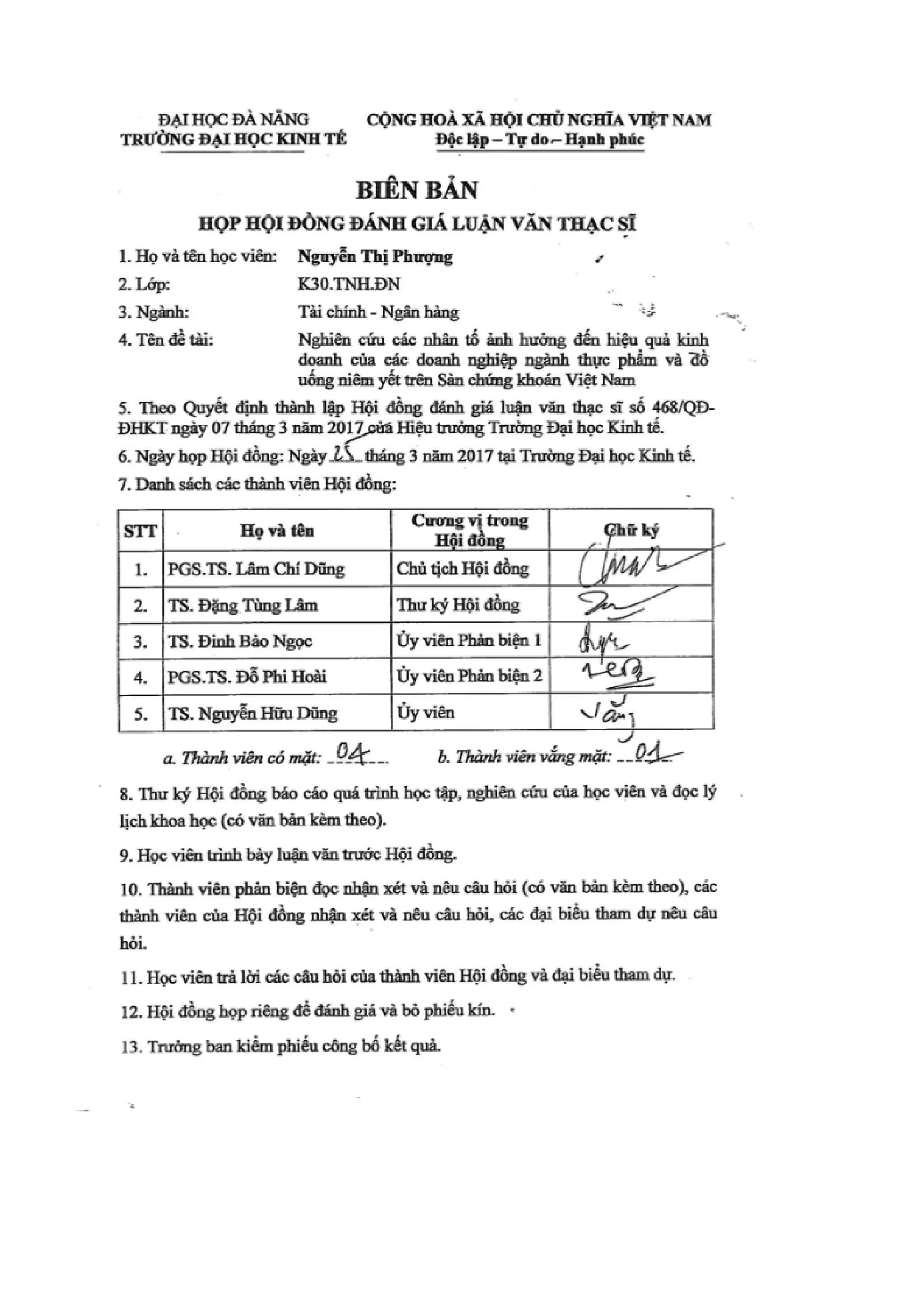 LUẬN VĂN THẠC SĨ: NGHIÊN CỨU CÁC NHÂN TỐ ẢNH HƯỞNG ĐẾN HIỆU QUẢ KINH DOANH CỦA CÁC DOANH NGHIỆP NGÀNH THỰC PHẨM VÀ ĐỒ UỐNG NIÊM YẾT TRÊN SÀN CHỨNG KHOÁN VIỆT NAM
