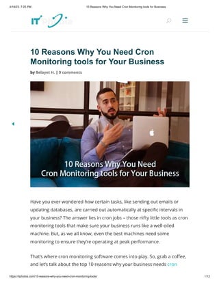 10 Reasons Why You Need Cron Monitoring tools for Your Business