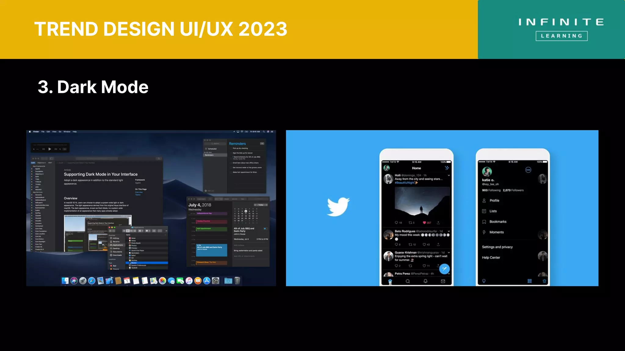 TREND DESIGN UI/UX 2023
3. Dark Mode
 
