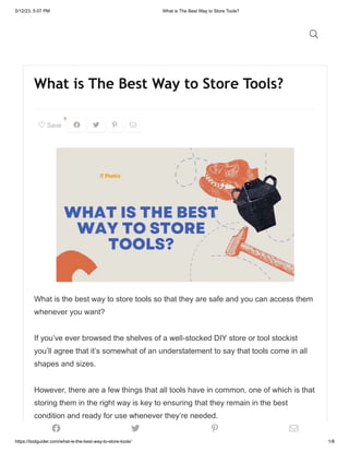 What is The Best Way to Store Tools? | PDF
