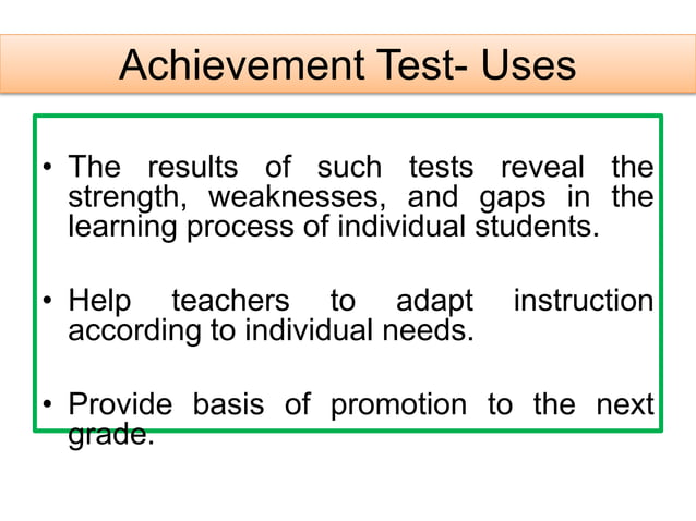 1 Achievement Test Meaning And Purposes pptx