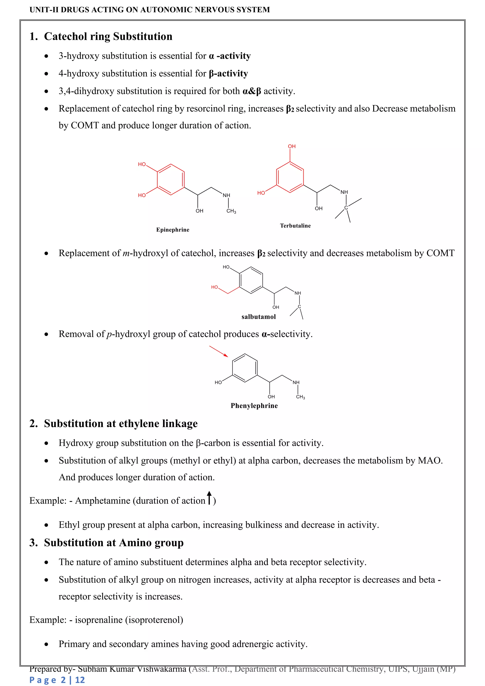 Sympathomimetic agents: SAR of Sympathomimetic agents | PDF