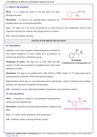 Sympathomimetic agents: SAR of Sympathomimetic agents | PDF