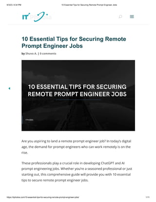 10 Essential Tips for Securing Remote Prompt Engineer Jobs