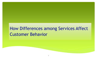 How Differences among Services Affect
Customer Behavior
3
 