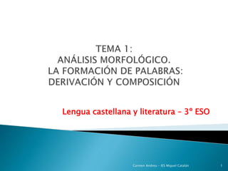 Lengua castellana y literatura – 3º ESO
Carmen Andreu - IES Miguel Catalán 1
 