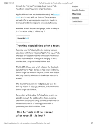 The Truth Revealed: Can Airpods still be tracked after reset? | PDF
